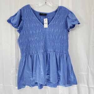 Lane Bryant Size 14/16 Blue Smocked Women's Top